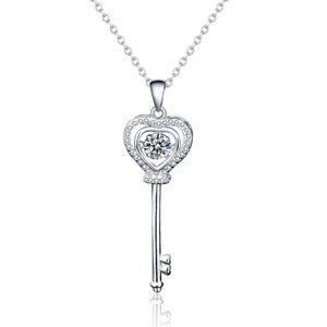 Certified 1/2ct. t.w. Diamond Dancing Key Necklace